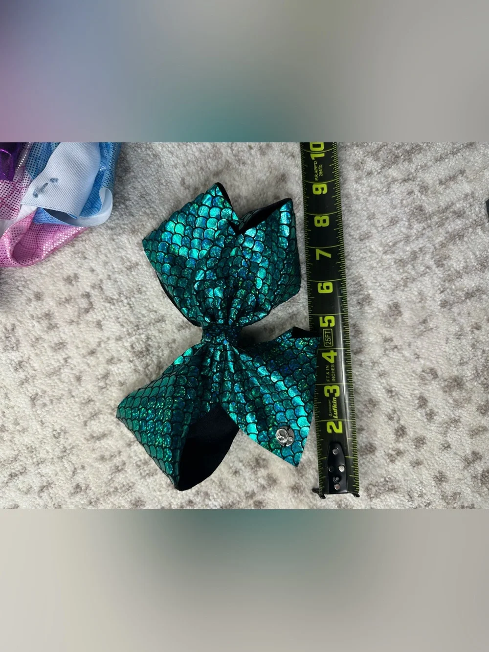 Justice Purple, Pink/Blue Ombre, and Teal Mermaid Hair Bows - Set of 3 - Picture 7 of 8